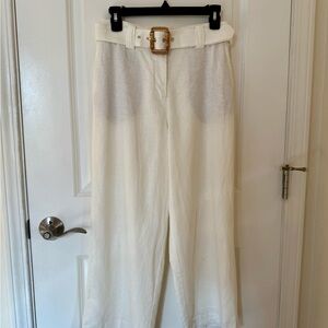 Rachel Zoe White Linen Pants with Belt